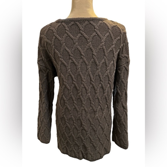 Pure Jill Sweater Women’s Medium Brown Wool Blend Cable Fisherman Knit Pullover. - Picture 4 of 10